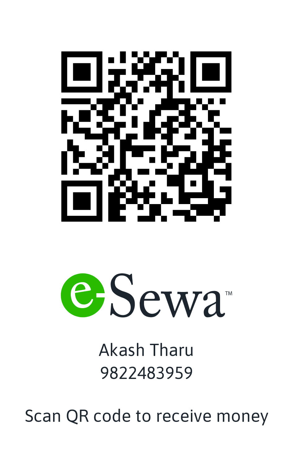 eSewa: 9822483959